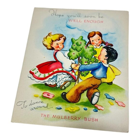 Vintage Get Well Storybook Greeting Cards Mulberry Red Riding Hansel 1940s - Picture 4 of 10